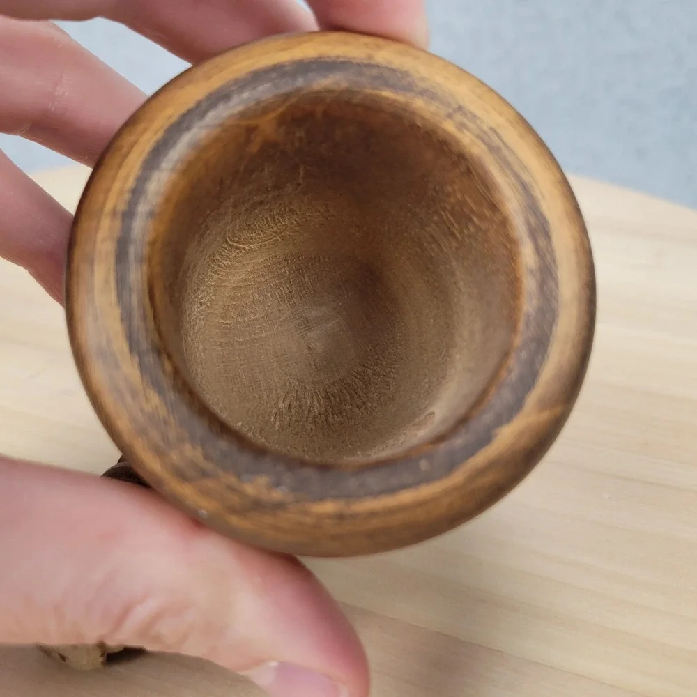 Vintage French Nutcracker Brown Wood Bowl Screw Style‎ Rustic